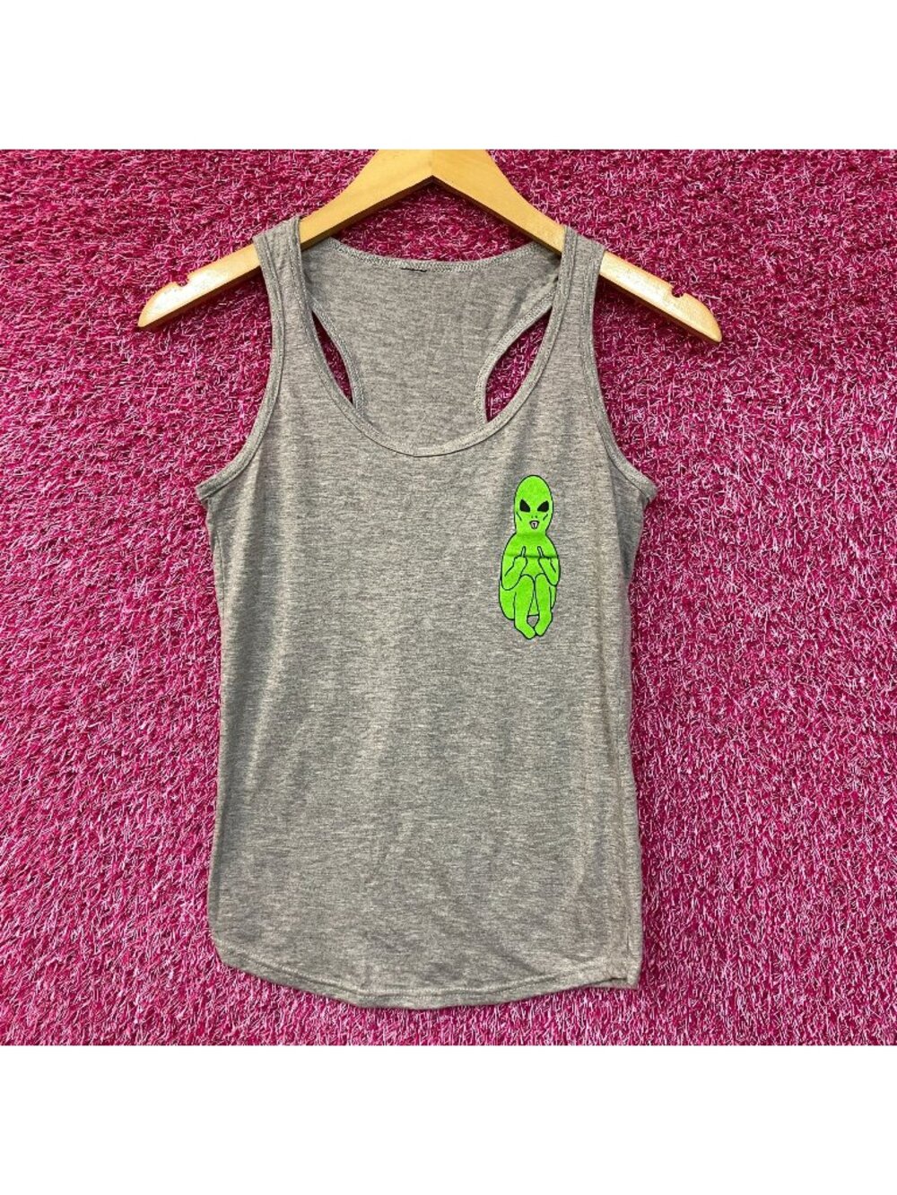 Alien Tank Top Cartoon Graphic Design Small